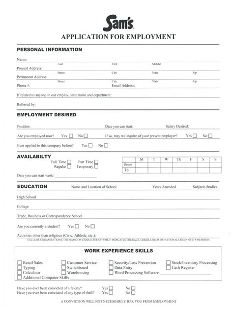 Founded in 1983. . Sams club application for employment